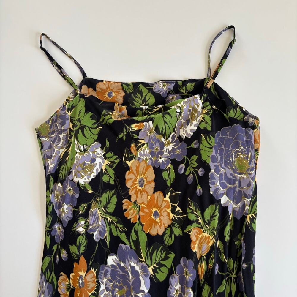 Farm Rio Capri Floral Mini Slip Dress Women’s Medium NWT Black Draped Neckline - Picture 7 of 8